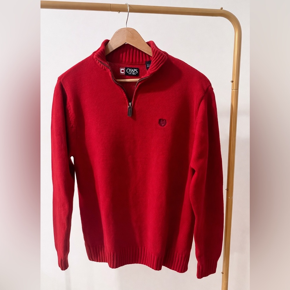 Chaps Men’s Bright Red Zip-Neck Sweater